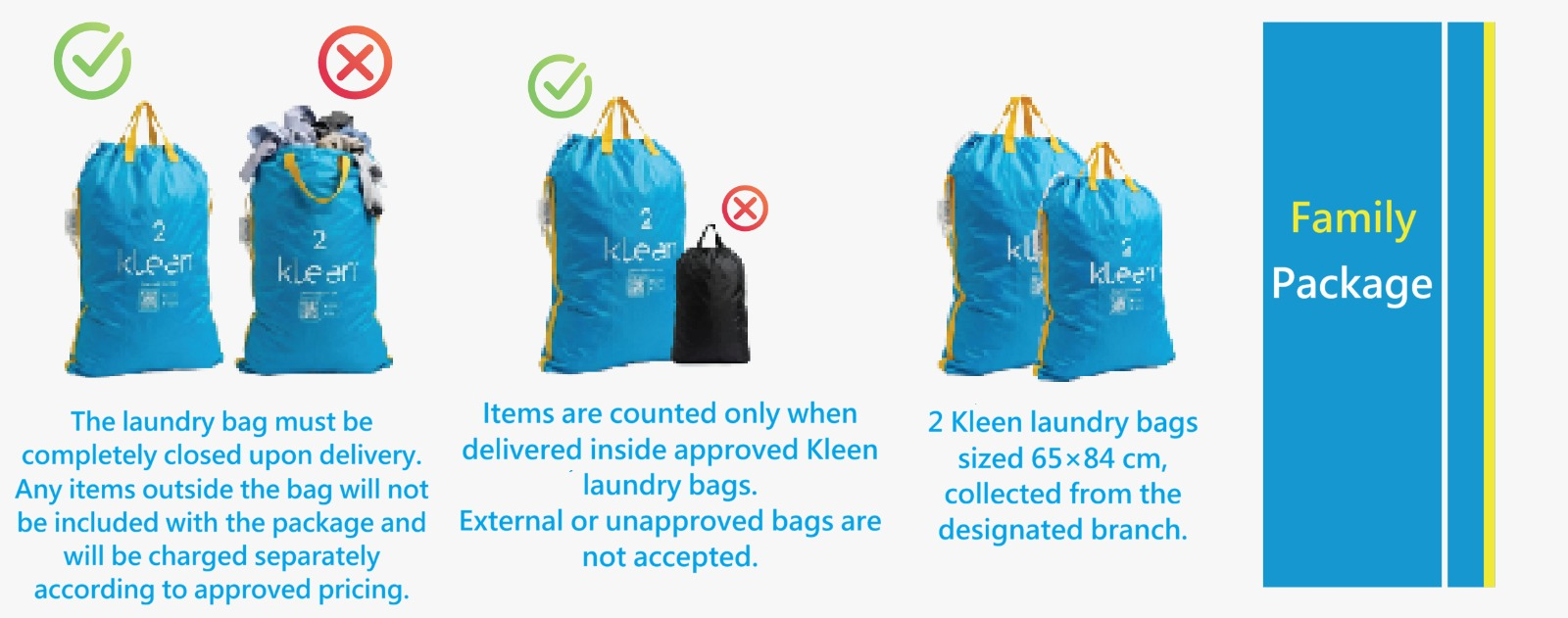 Family package: two Kleen bags from the designated branch.
